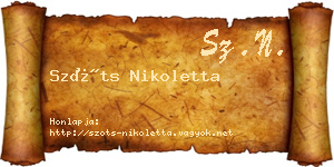 Szőts Nikoletta névjegykártya
